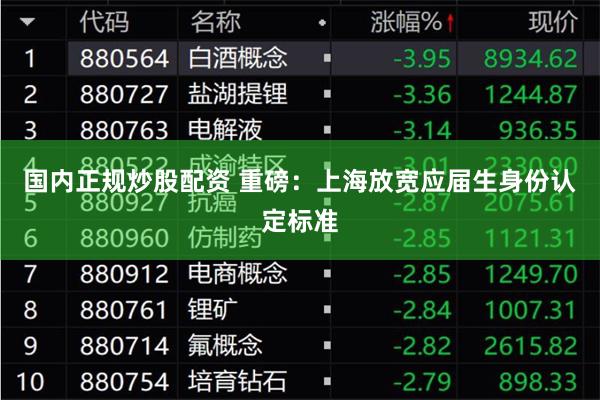 国内正规炒股配资 重磅：上海放宽应届生身份认定标准