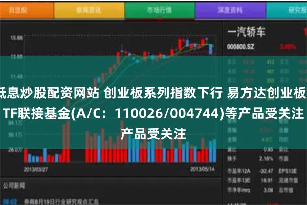 低息炒股配资网站 创业板系列指数下行 易方达创业板ETF联接基金(A/C：110026/004744)等产品受关注